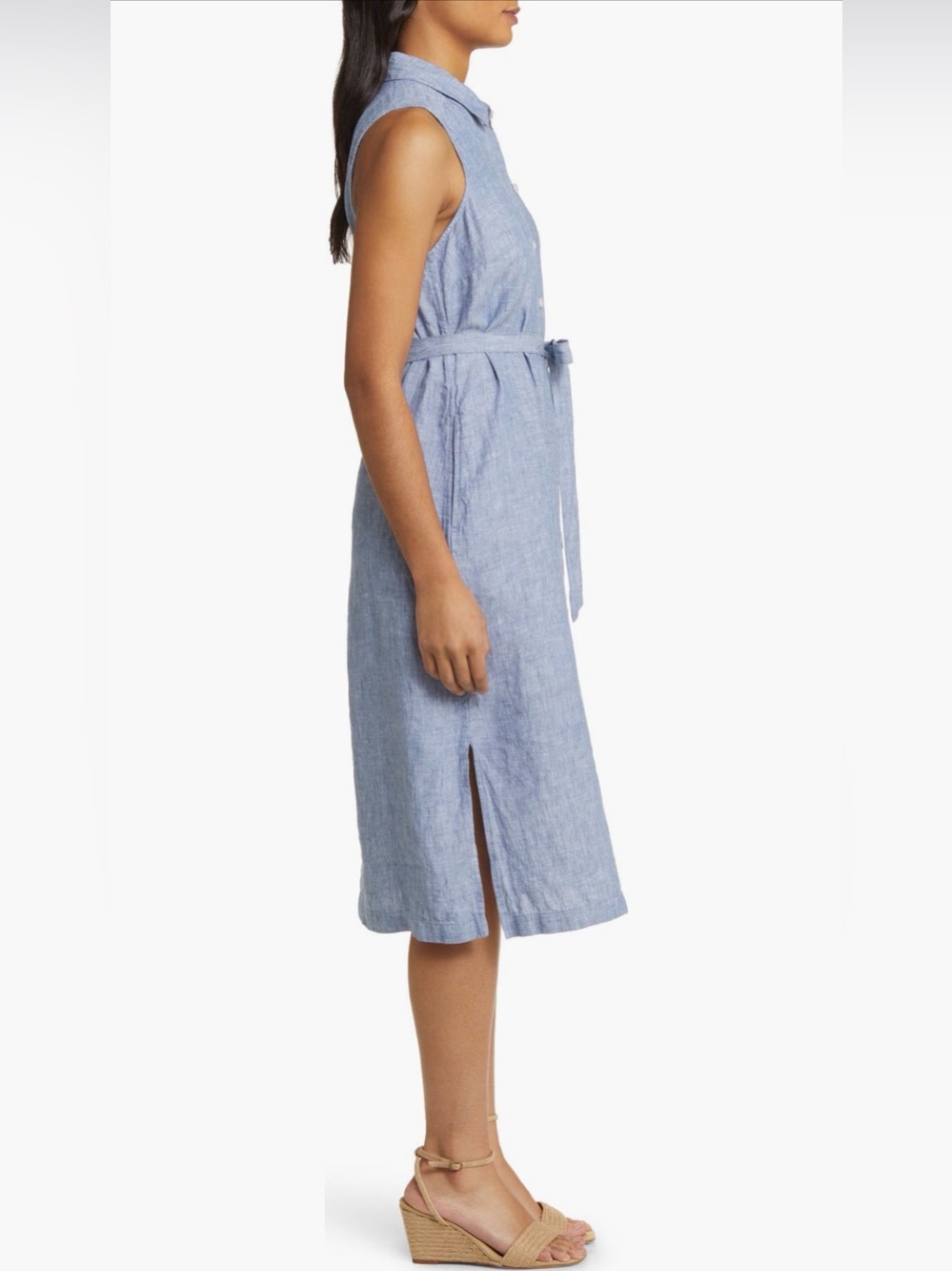 Tommy Bahama Sleeveless Button-Front Chambray Midi Dress in Light Blue - Picture 3 of 6